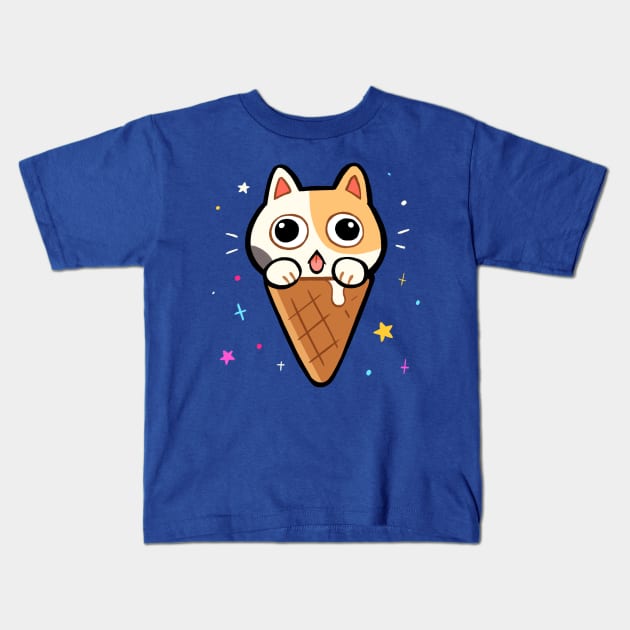 Cat ice cream Kids T-Shirt by giraffalope